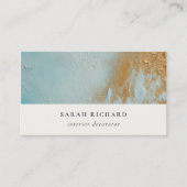 Klassieke Artistieke Aqua Blue Gold Oil Paint Text Visitekaartje (Voorkant)
