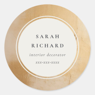 Klassieke Artistieke Beige Gold Oil Paint Business Ronde Sticker