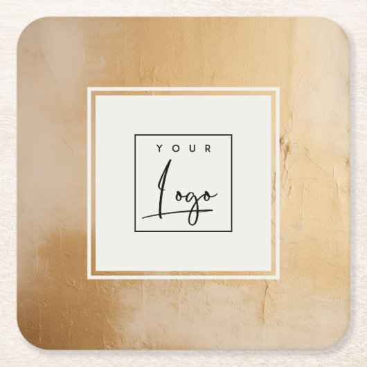 Klassieke Artistieke Beige Gold Oil Paint Texture  Kartonnen Onderzetters (Voorkant)