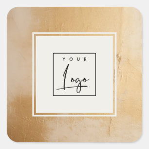 Klassieke Artistieke Beige Gold Oil Paint Texture Vierkante Sticker