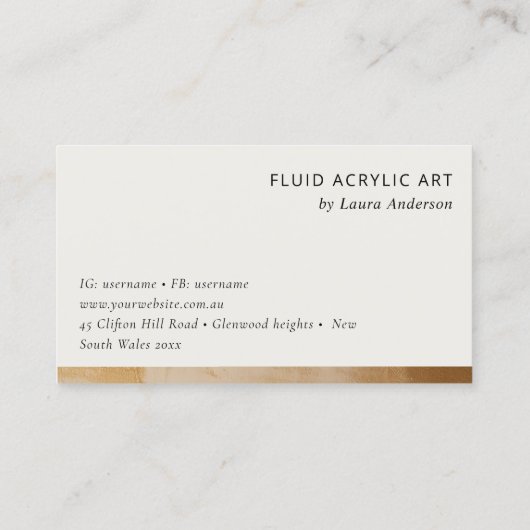 Klassieke Artistieke Beige Gold Oil Paint Texture  Visitekaartje (Achterkant)