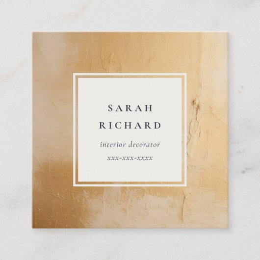 Klassieke Artistieke Beige Gold Oil Paint Textuur Vierkante Visitekaartje (Voorkant)