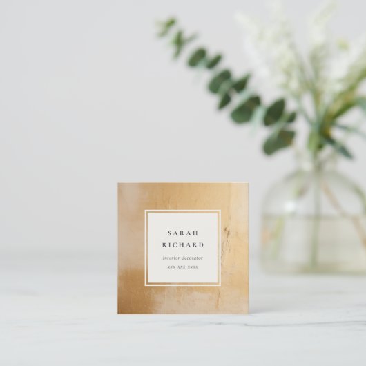 Klassieke Artistieke Beige Gold Oil Paint Textuur Vierkante Visitekaartje (Staand voorkant)