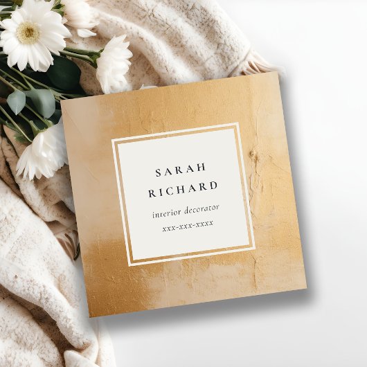 Klassieke Artistieke Beige Gold Oil Paint Textuur Vierkante Visitekaartje