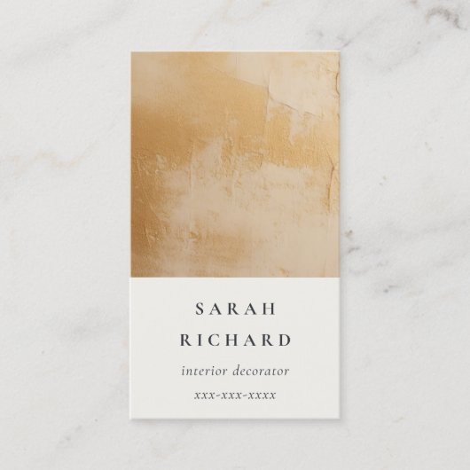Klassieke Artistieke Beige Gold Oil Paint Textuur Visitekaartje (Voorkant)