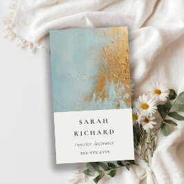 Klassieke Artistieke Blauw Goud Olieverf Textuur Visitekaartje