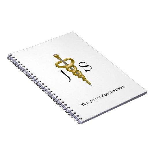 Klassieke Asclepius Edele Medische Elegante Goud Z Notitieboek (Rechterzijde)