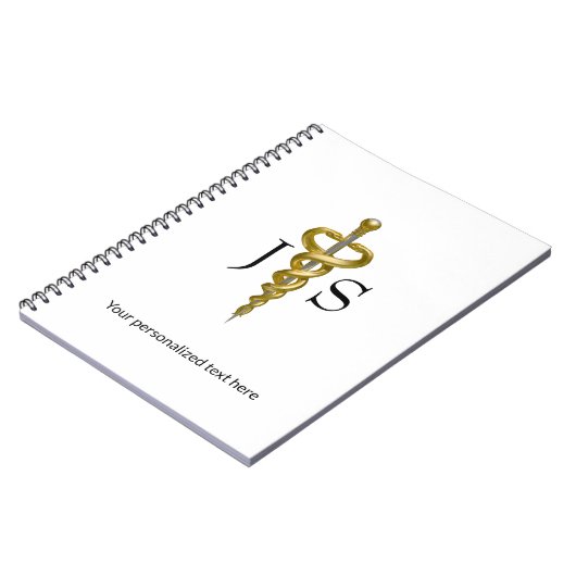 Klassieke Asclepius Edele Medische Elegante Goud Z Notitieboek (Linkerzijde)