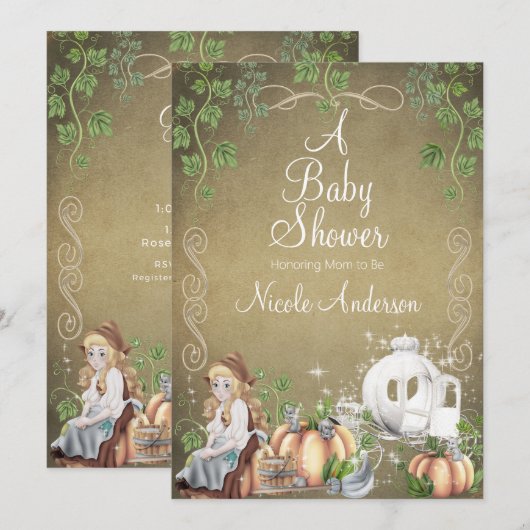 Klassieke Assepoester Sprookjesboek Baby Shower Kaart (Voorkant / Achterkant)