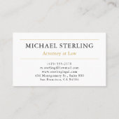 Klassieke Attorney Scales van Justitie Zwart Goud Visitekaartje (Achterkant)