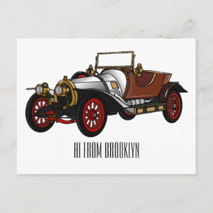 Klassieke auto 1920 cartoon illustratie briefkaart