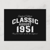  klassieke auto 1951 70e verjaardag feestdagenkaart (Voorkant)