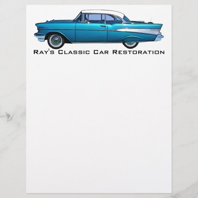 Klassieke auto 1957 Chevy BelAire, aangepast brief (Voorkant)