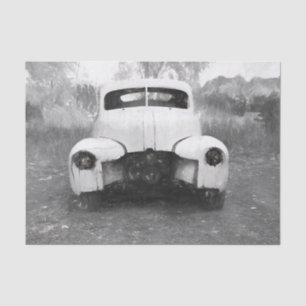 Klassieke Auto Antieke Landelijke Zwart-Wit Kunst Tissuepapier