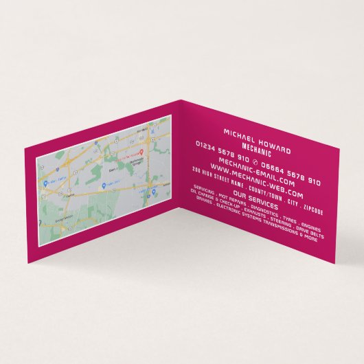 Klassieke auto, automatisch mechanisme en reparati visitekaartje (Binnen)