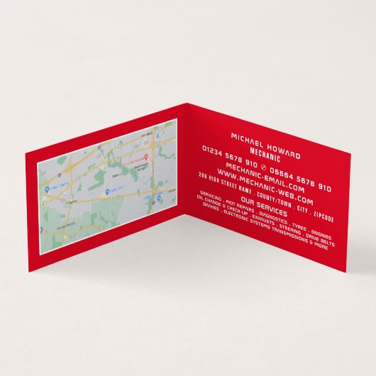 Klassieke auto, automatisch mechanisme en reparati visitekaartje (Binnen)