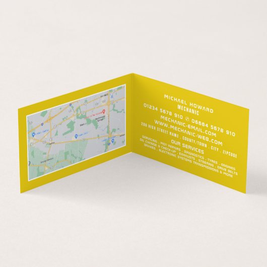 Klassieke auto, automatisch mechanisme en reparati visitekaartje (Binnen)