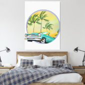 Klassieke auto bij schemering canvas afdruk (Insitu (Slaapkamer))