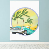 Klassieke auto bij schemering canvas afdruk (Insitu (Houten vloer))