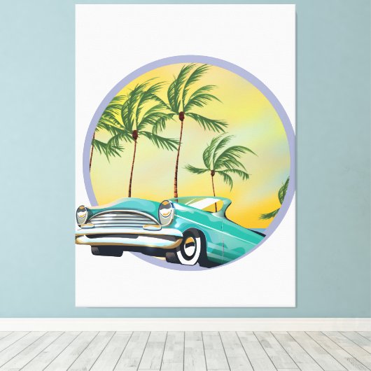 Klassieke auto bij schemering canvas afdruk (Insitu (Houten vloer))