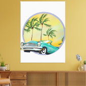 Klassieke auto bij schemering canvas afdruk (Insitu (Woonkamer))