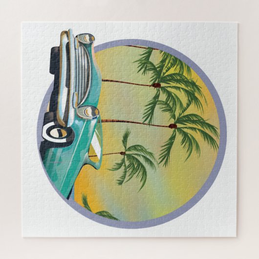 Klassieke auto bij schemering legpuzzel (Horizontaal)