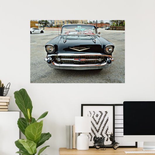 klassieke auto Black Bel Air Poster (Thuiskantoor)