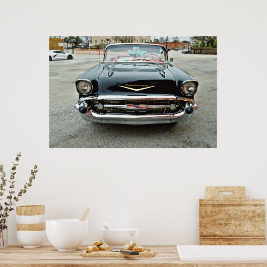  klassieke auto Black Bel Air Poster (Keuken)