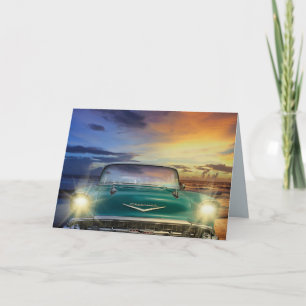 KLASSIEKE AUTO BLAUW VOOR HEM VERJAARDAGSKAARTEN KAART