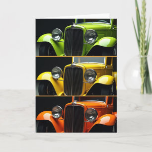 Klassieke Auto Bloemen Vaderdag Kaart