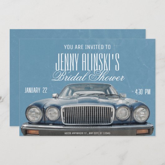 Klassieke auto bruids douche uitnodiging (Voorkant / Achterkant)