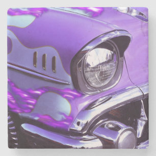 Klassieke auto: Chevrolet met brandende kap Stenen Onderzetter