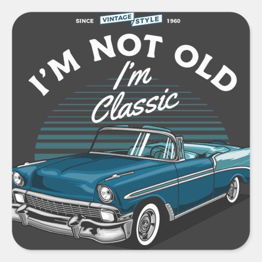KLASSIEKE AUTO CHEVY BEL AIR CABRIOLET 1956 VIERKANTE STICKER (Voorkant)