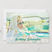 Klassieke auto cruisen verjaardag uitnodiging (Voorkant)