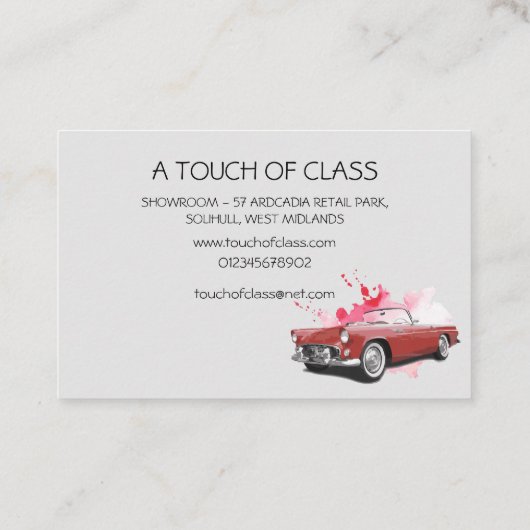 Klassieke auto - dubbelzijdig Visitekaartje (Achterkant)