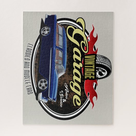 Klassieke auto Garage Nomad Legpuzzel (Verticaal)