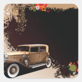 Klassieke Auto Grunge Retro Auto Vierkante Sticker (Voorkant)