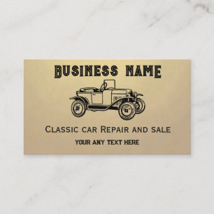 Klassieke auto hand getrokken verkoop Visitekaart Visitekaartje