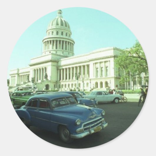 Klassieke auto Havana Cuba Ronde Sticker (Voorkant)