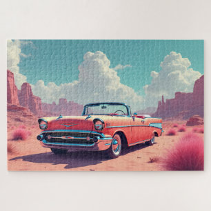Klassieke auto in de woestijn legpuzzel