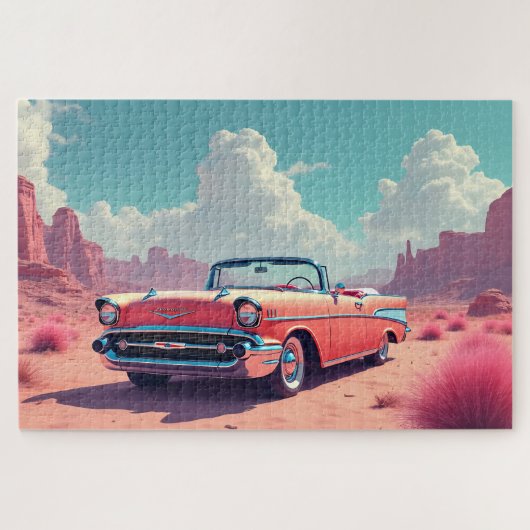 Klassieke auto in de woestijn legpuzzel (Horizontaal)