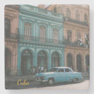 Klassieke auto in oude Havana Cuba Koloniaal Stenen Onderzetter