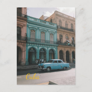 Klassieke auto in vintage teal Oude Havana Cuba Ko Briefkaart