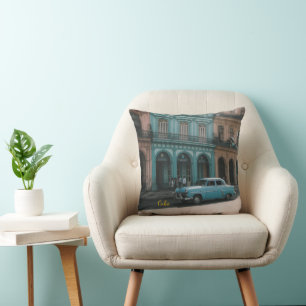 Klassieke auto in vintage teal Oude Havana Cuba Ko Kussen