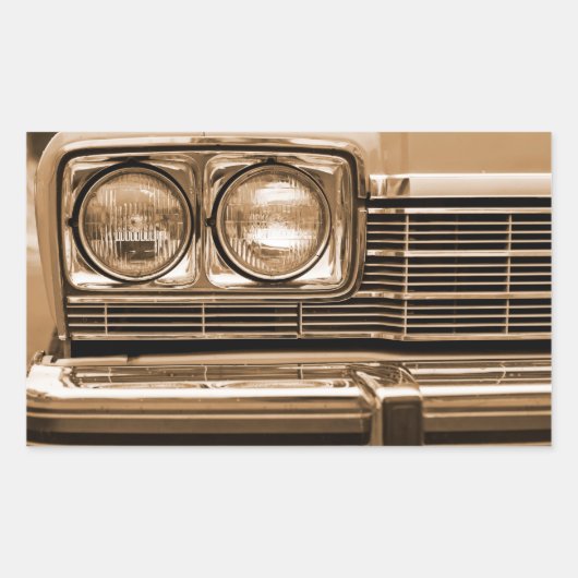 Klassieke auto koplamp close-up rechthoekige sticker (Voorkant)