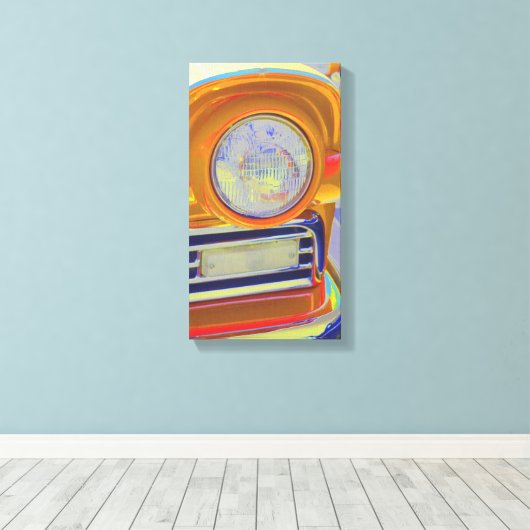 Klassieke auto koplamp pop kunst canvas afdruk (Insitu (Houten vloer))