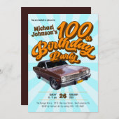 Klassieke Auto  Leuk Retro 100e Verjaardagsfeest Kaart (Voorkant / Achterkant)