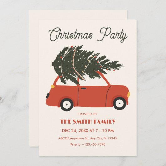 Klassieke auto met kerstboom kaart (Voorkant / Achterkant)