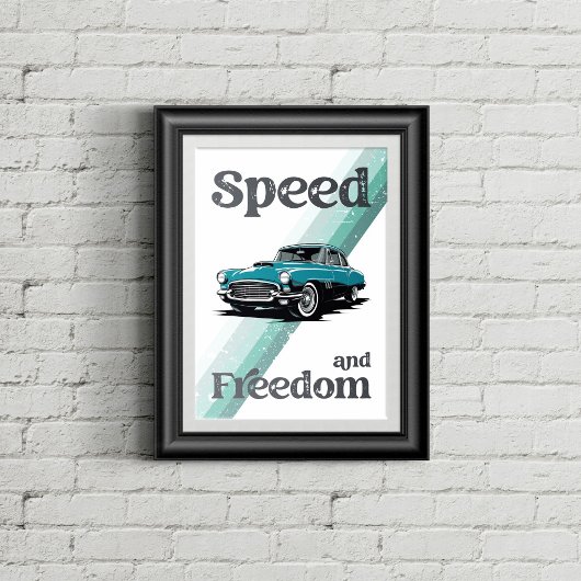 Klassieke auto met typografie. poster