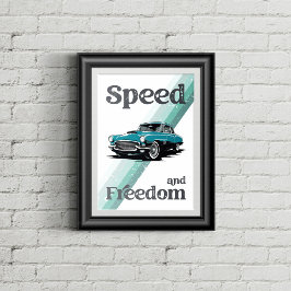Klassieke auto met typografie. poster